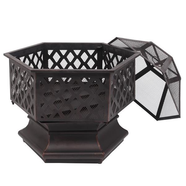 22in Iron Hexagonal Red Copper Firewood Brazier