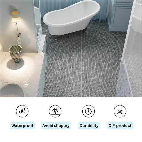 12 X 12 Inch Gray Interlocking Deck Tile Plastic Waterproof Outdoor All-weather Anti Slip Bathroom Shower Balcony Porch Sturdy Load-bearing Up To 6613 Pounds, Rose Pattern 12 Piece Set