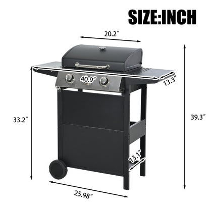 Propane Gas Grill 3 Burner Barbecue Grill, Stainless Steel 26,000 BTU Patio Garden Barbecue Grill With Two Shelves, Lid, Wheels And Bottle Opener