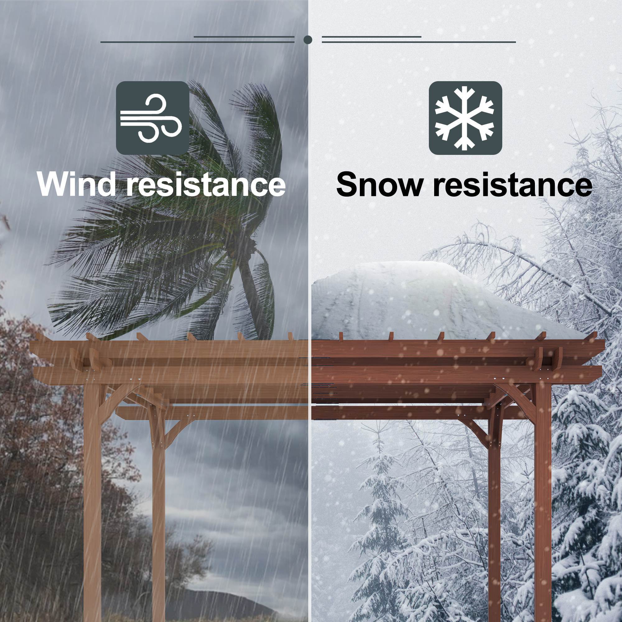 Outdoor Wood Pergola, Wooden Patio Pergola Gazebo For Climbing Plant Support, Garden, Brown