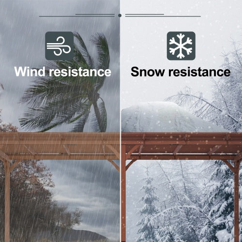 12 X 16 Outdoor Gazebo Wooden Grape Pergola For Climbing Plant Support, Garden, Terrace, Backyard, Deck, Brown