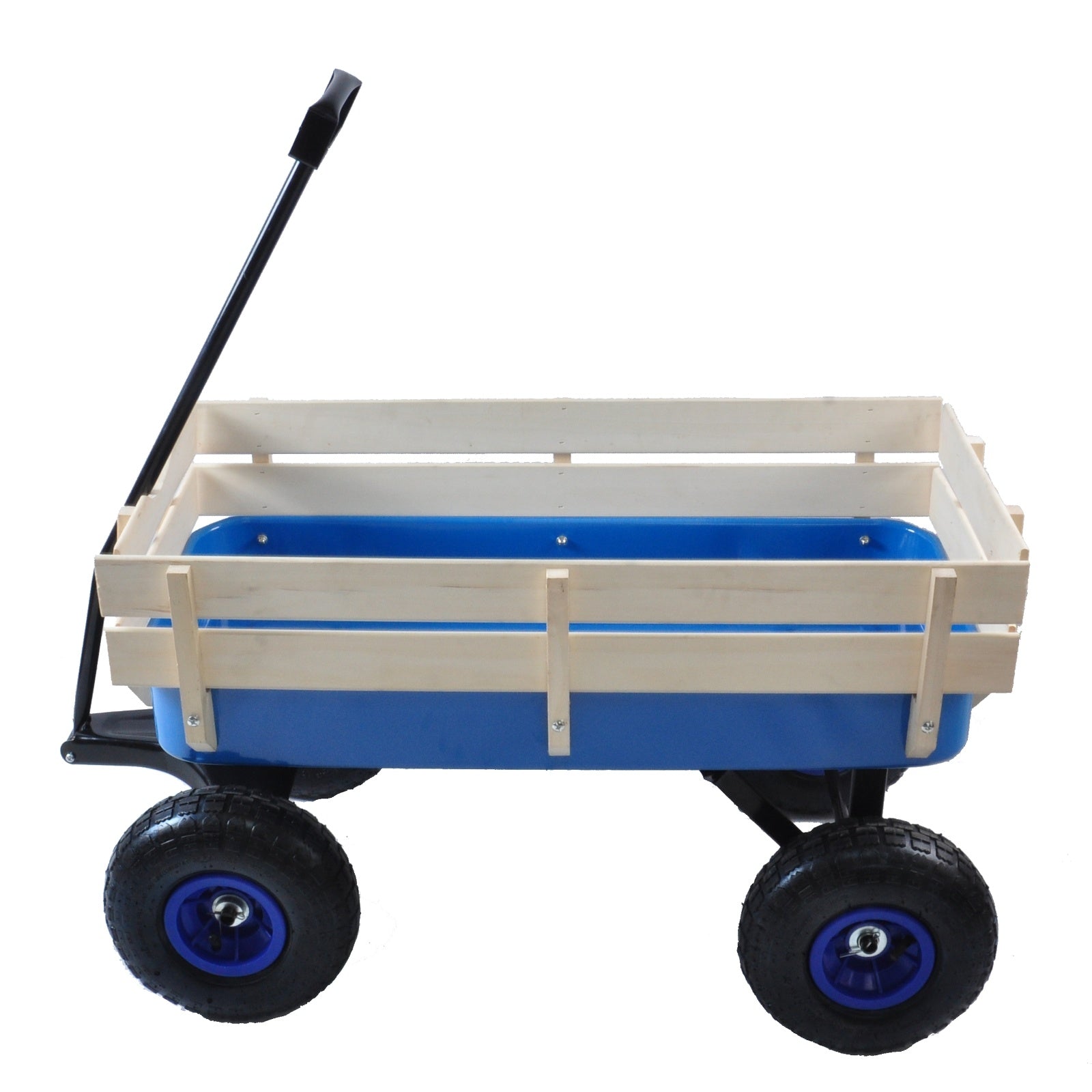 Outdoor Wagon All Terrain Pulling W  Wood Railing Air Tires Children Kid Garden