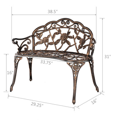 Cast Aluminum Outdoor Courtyard Decoration Garden Leisure Rose Bench Sturdy Durable Outdoor Products XH