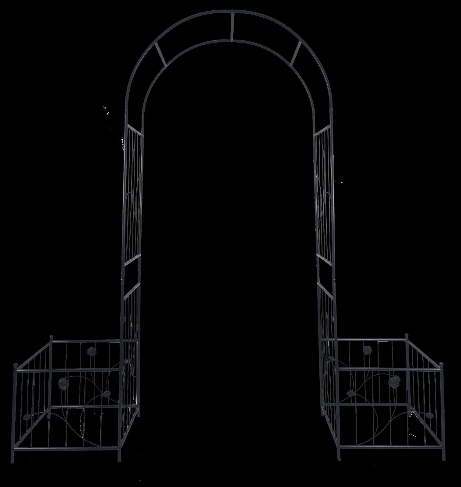 Metal Garden Arch With Plant Stands 79.5W X 86.6H Climbing Plants Rose Support