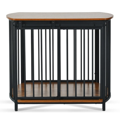 31.5 Furniture Style Dog Crate For Small And Medium Dogs, Wooden Cage Indoor Kennel Furniture, Modern Dog Crate End Table With Double-Doors