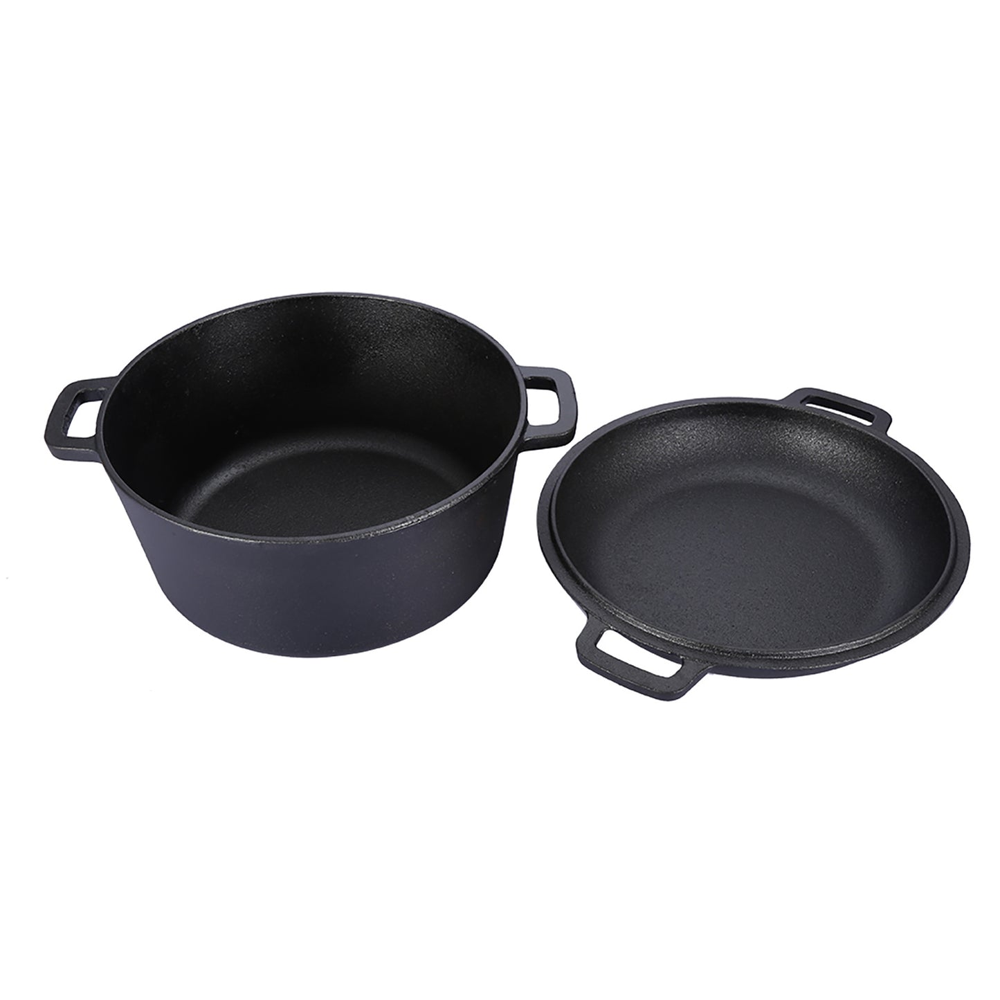 2 in 1 Seasoned Cast Iron Double Dutch Oven Combo Cooker