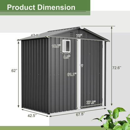 6FT X 4FT Outdoor Garden Shed - Durable, Weather-Resistant Storage With Lockable Hinged Doors And Sloping Roof