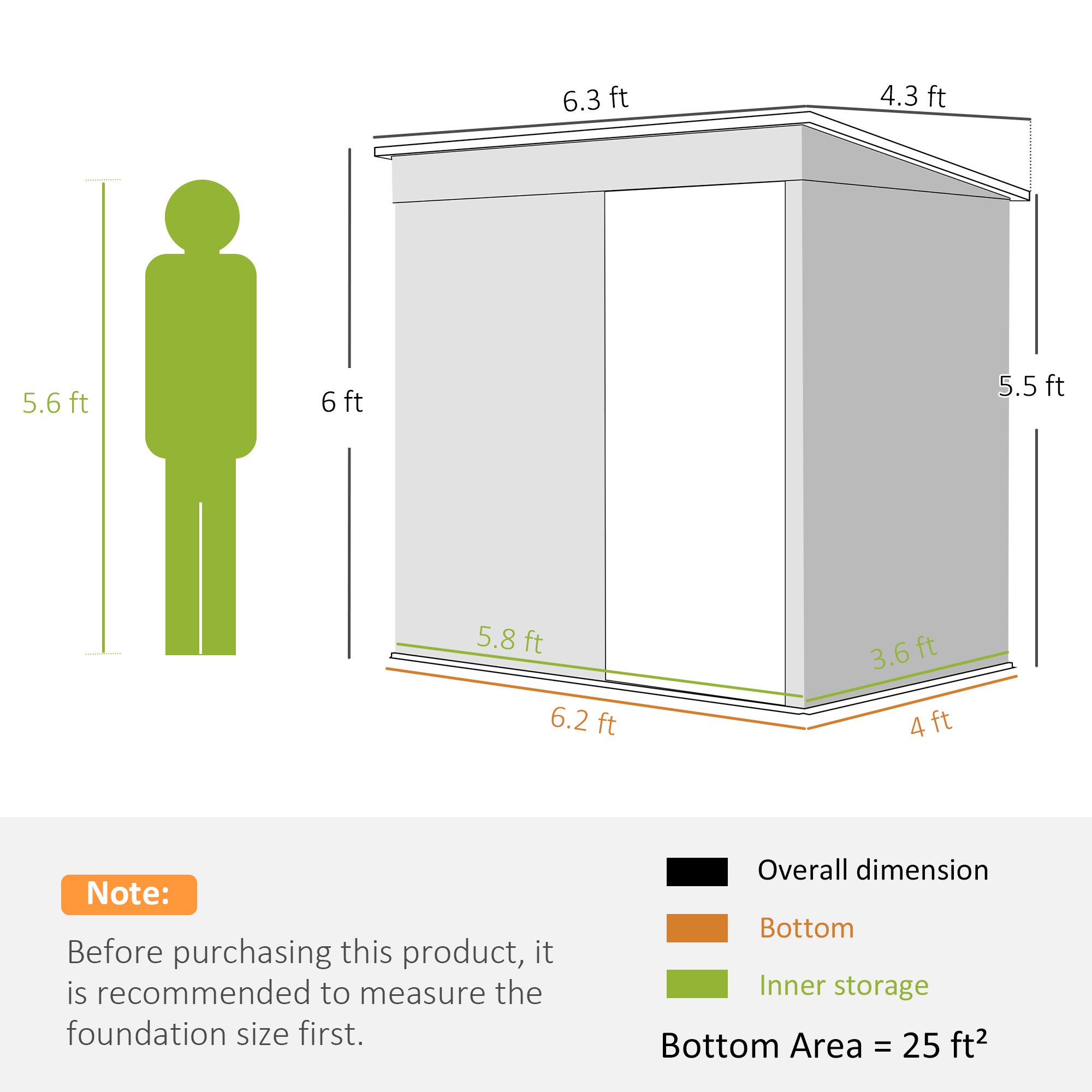 6' x 4' Outdoor Garden Shed