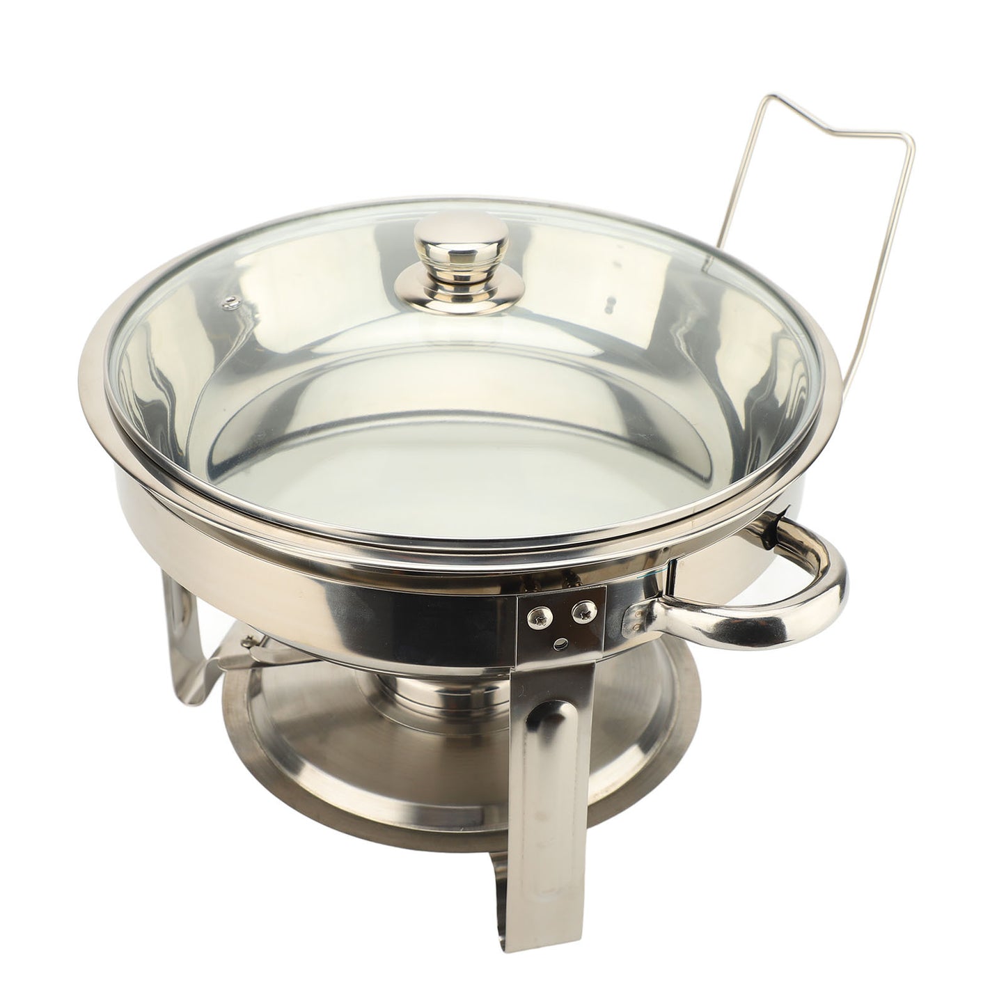 Buffet Chafing Dish Stainless Steel Round Catering Chafers with Glass Lid Detachable Alcohol Stove 4PCS