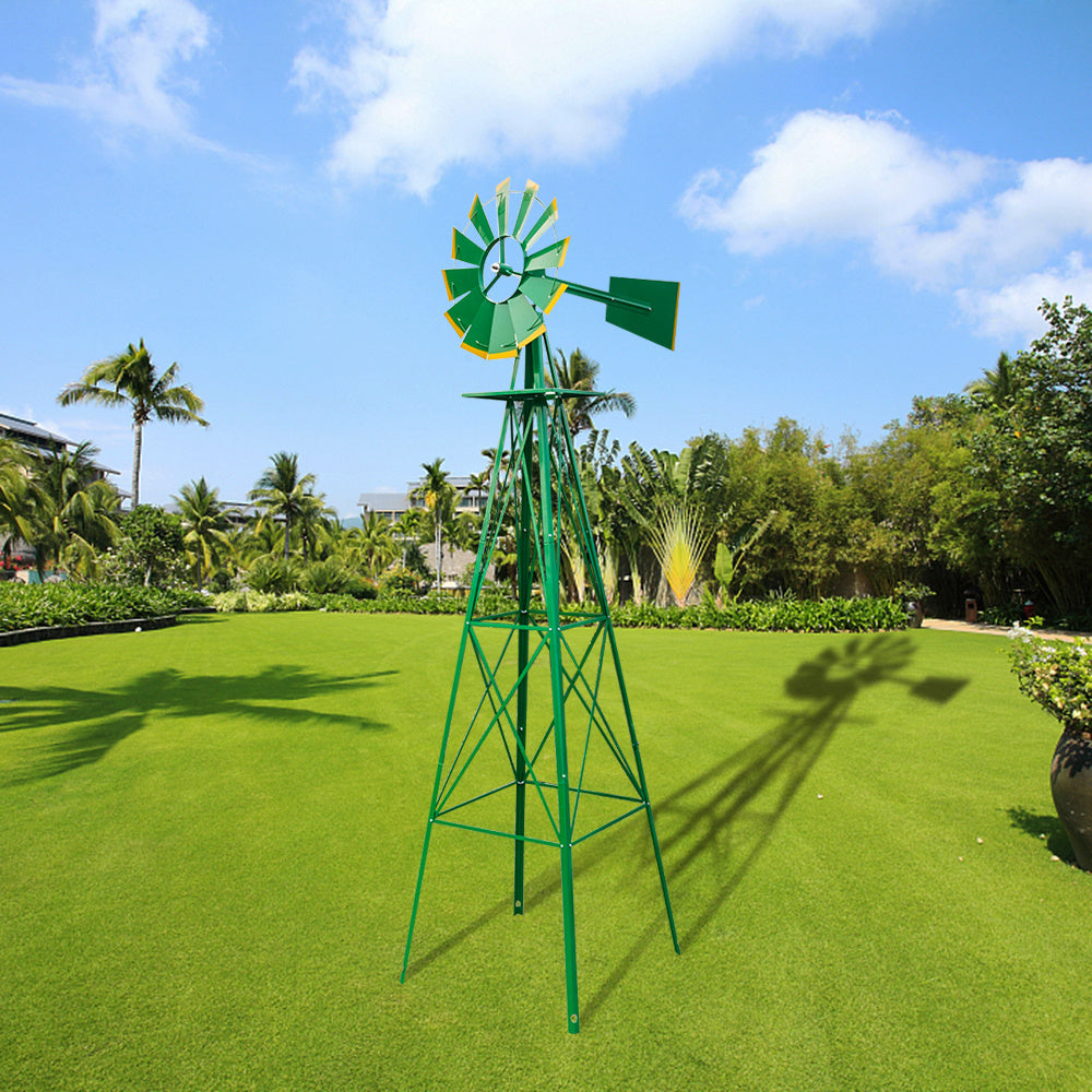 8FT Weather Resistant Yard Garden Windmill Green - Outdoor Chilling