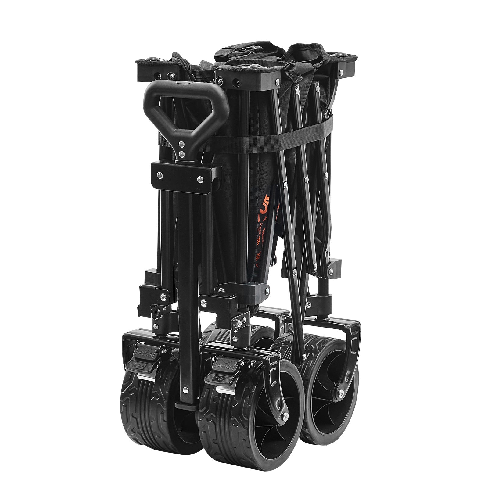 VEVOR Collapsible Folding Wagon, 220 L Beach Wagon Cart With All-Terrain Wheels, Heavy Duty Folding Wagon Cart Max 330 Lbs With Drink Holders, Sports Wagon For Camping, Shopping, Garden - Outdoor Chilling