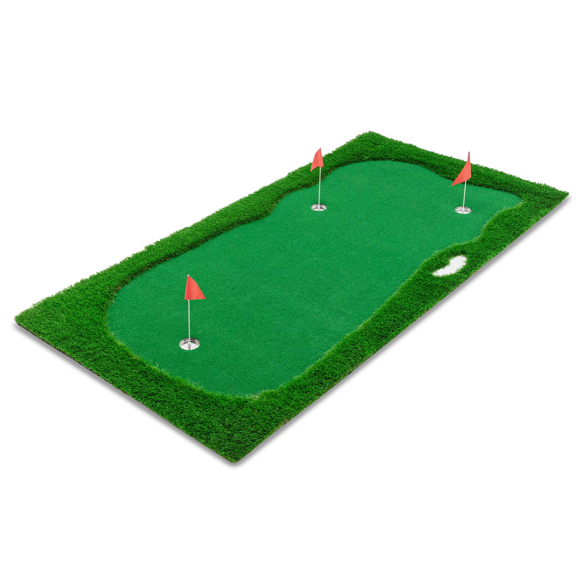 10x5 FT Golf Putting Green, Golf Training Mat With High-quality Turf, 3 Holes, 3 Flags And Cups For Indoor Outdoor