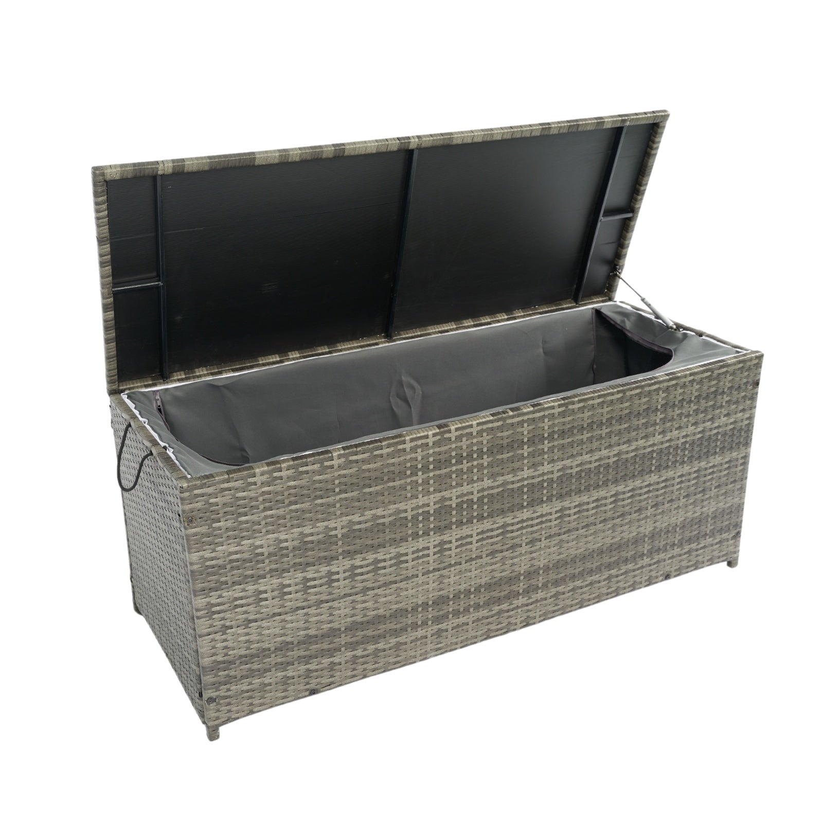 113 Gallon Wicker Patio Deck Box With Lid For Outdoor Cushion Storage
