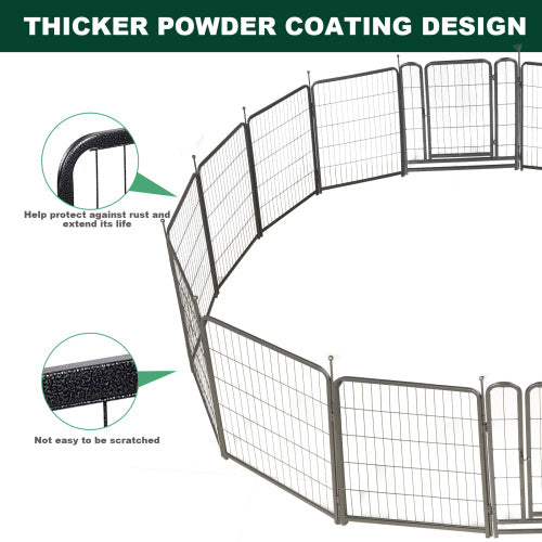 16 Panels Dog Playpen For Outdoor,yard,camping,31.6Height Dog Fence With 2 Doors.