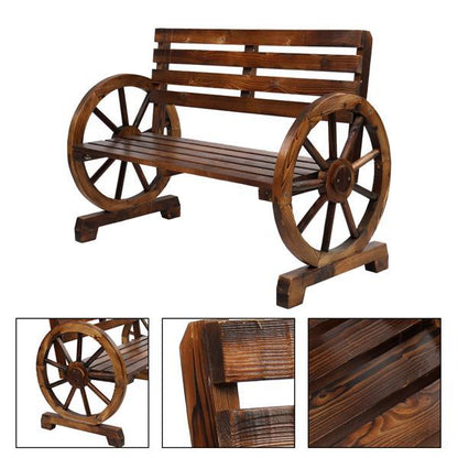 Carbonized Wooden Wheel Bench