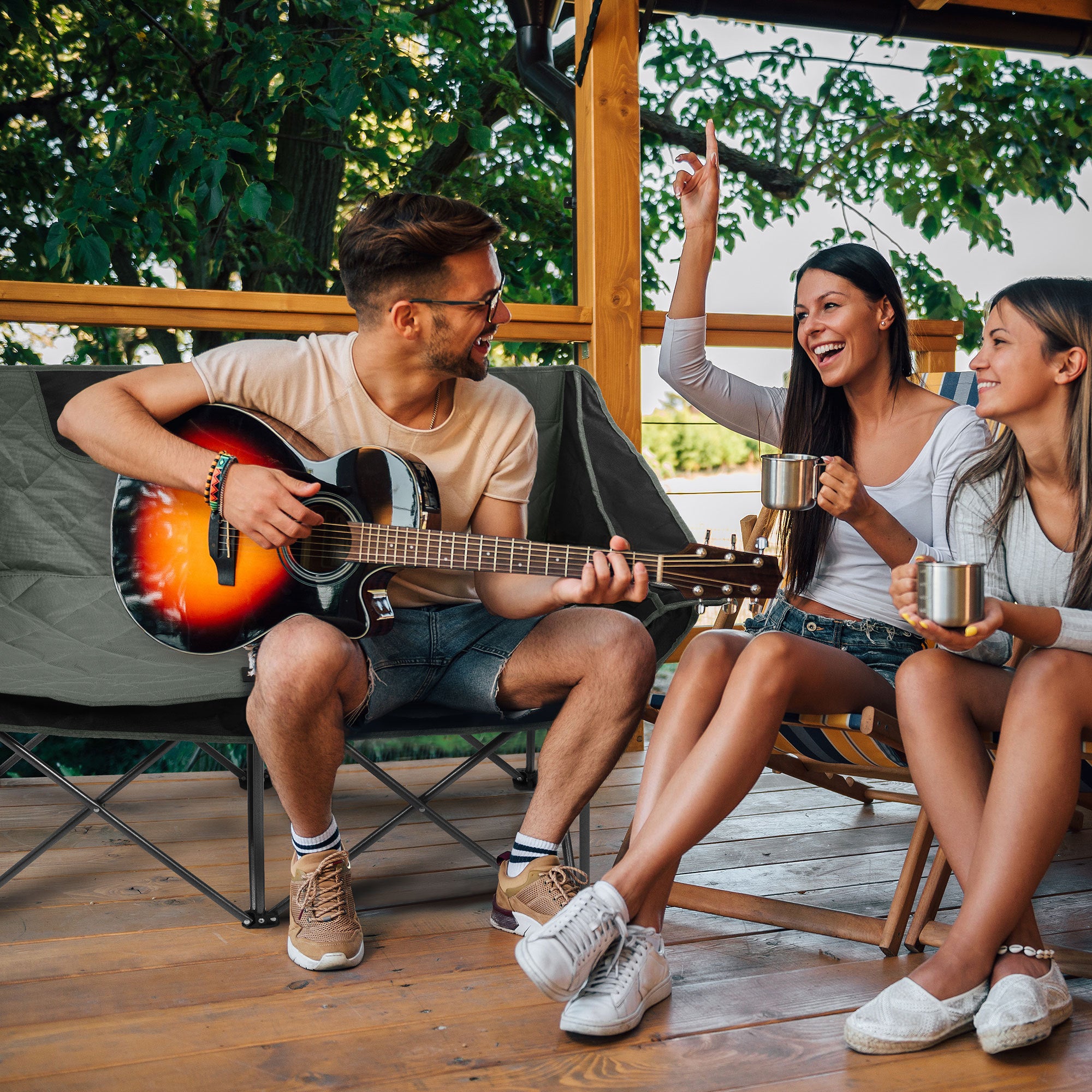 Only Supports Self Pickup  Outdoor Camping Chair, Oversized Recliner With Armrests, Cup Holder And Carrying Bag, Outdoor Heavy Duty Folding Chair