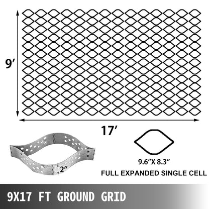 VEVOR Geo Grid Ground Grid 9x17 Ft, Geo Cell Grid 2 Inch Thick, Gravel Grid HDPE Material, Ground Stabilization Grid 1885 LBS Per Sq, Tensile Strength Gravel Ground Grid For Slope Driveways, Garden - Outdoor Chilling