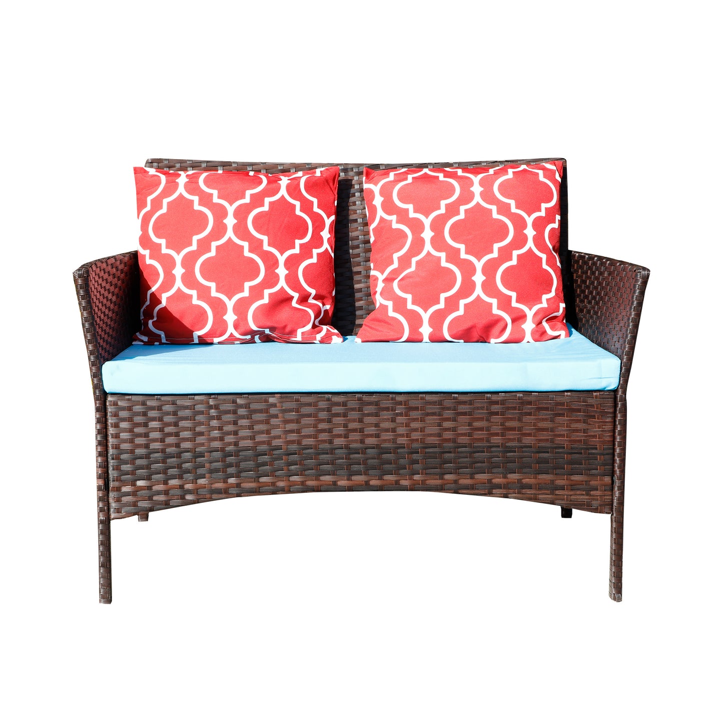 New Design High Quality Four-Piece Sofa Set Table With Sofa Chair PE Rattan Outdoor Furniture W3152P269438 Box 1 With Emerald Green Color Cushion