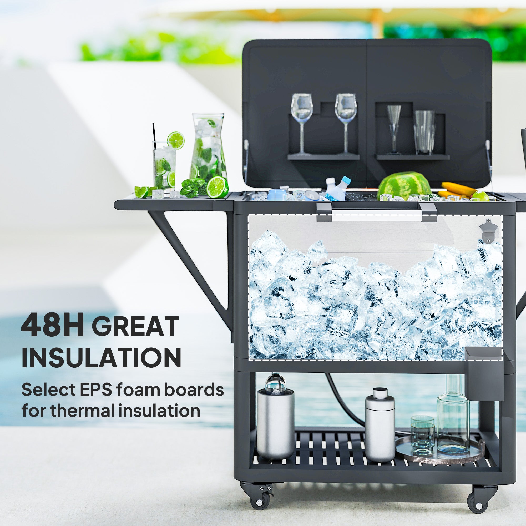 104 Quart Large Capacity Outdoor Cooler Cart