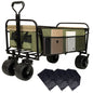 440lbs Collapsible Foldable Wagon Cart With Strapping System ,Beach Wagon Utility Cart Utility Wagon Grocery Cart For Camping Shopping Sports Gardening Fishing Supports 3pcs Plastic Liner Bag
