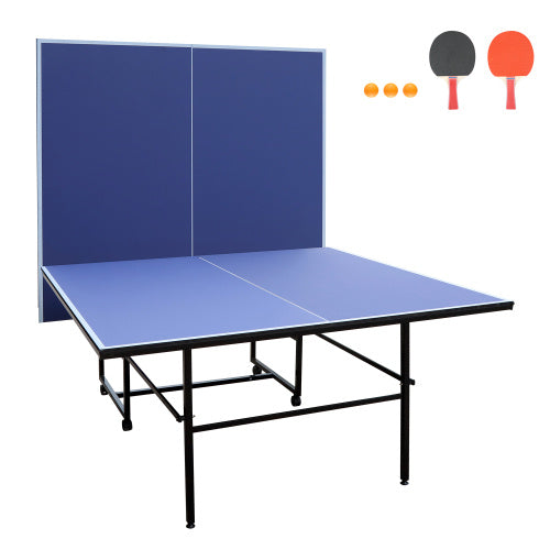 9ft Mid-Size Table Tennis Table Foldable & Portable Ping Pong Table Set For Indoor Games With Net, 2 Table Tennis Paddles And 3 Balls - Outdoor Chilling
