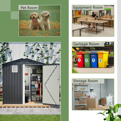 6FT X 4FT Outdoor Garden Shed - Durable, Weather-Resistant Storage With Lockable Hinged Doors And Sloping Roof