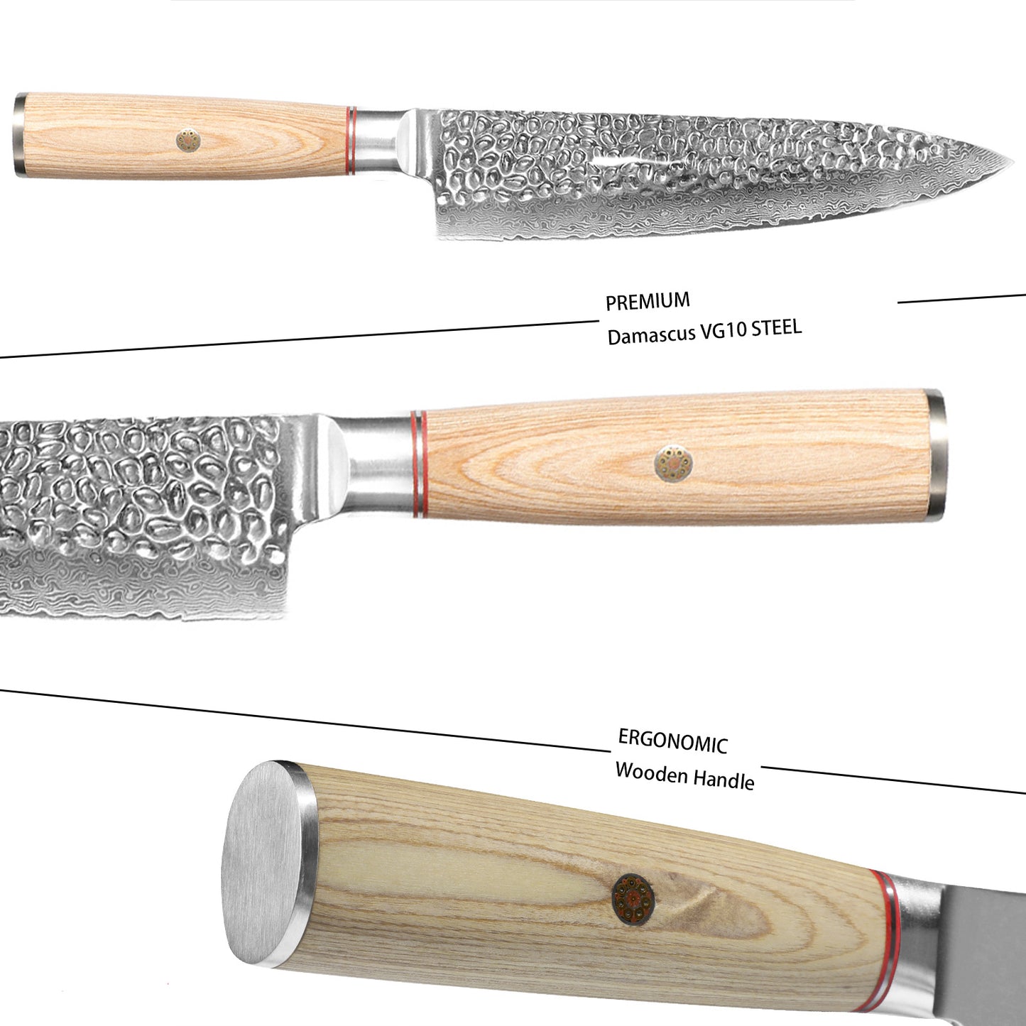 Damascus Chef Knife, 8 Inch Japanese Kitchen Knife With 67 Layers 10CR15MOV High Carbon Steel, Razor Sharp Cooking Knife With Pakkawood Handle