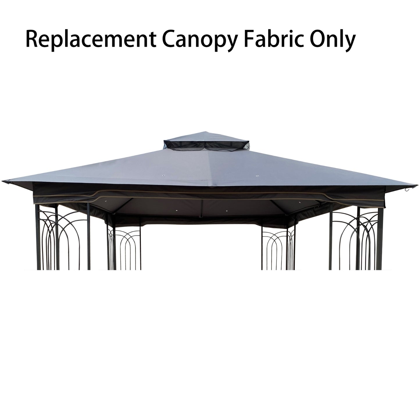 10x10 Ft Patio Double Roof Gazebo Replacement Canopy Top Fabric, Gray