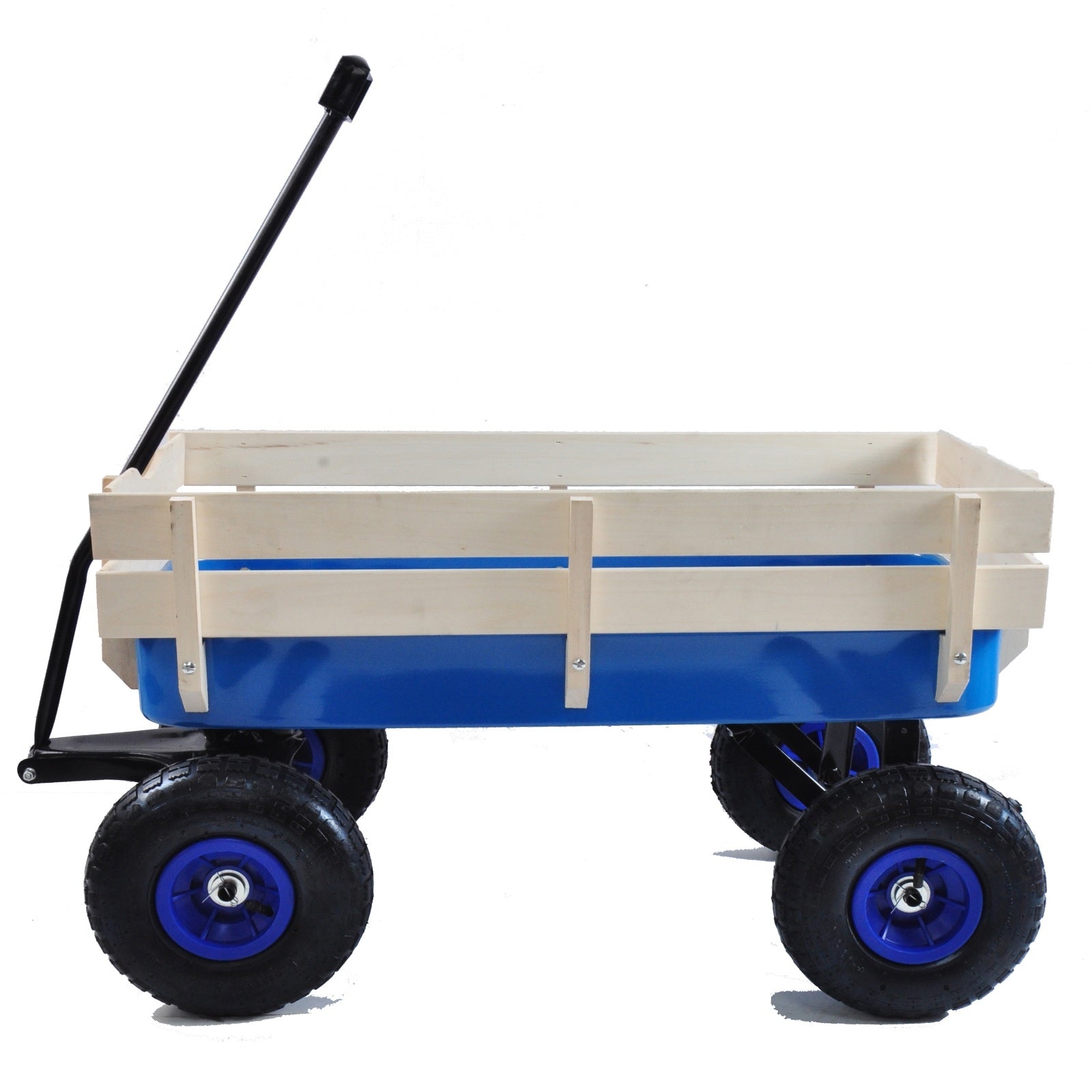 Outdoor Wagon All Terrain Pulling W  Wood Railing Air Tires Children Kid Garden