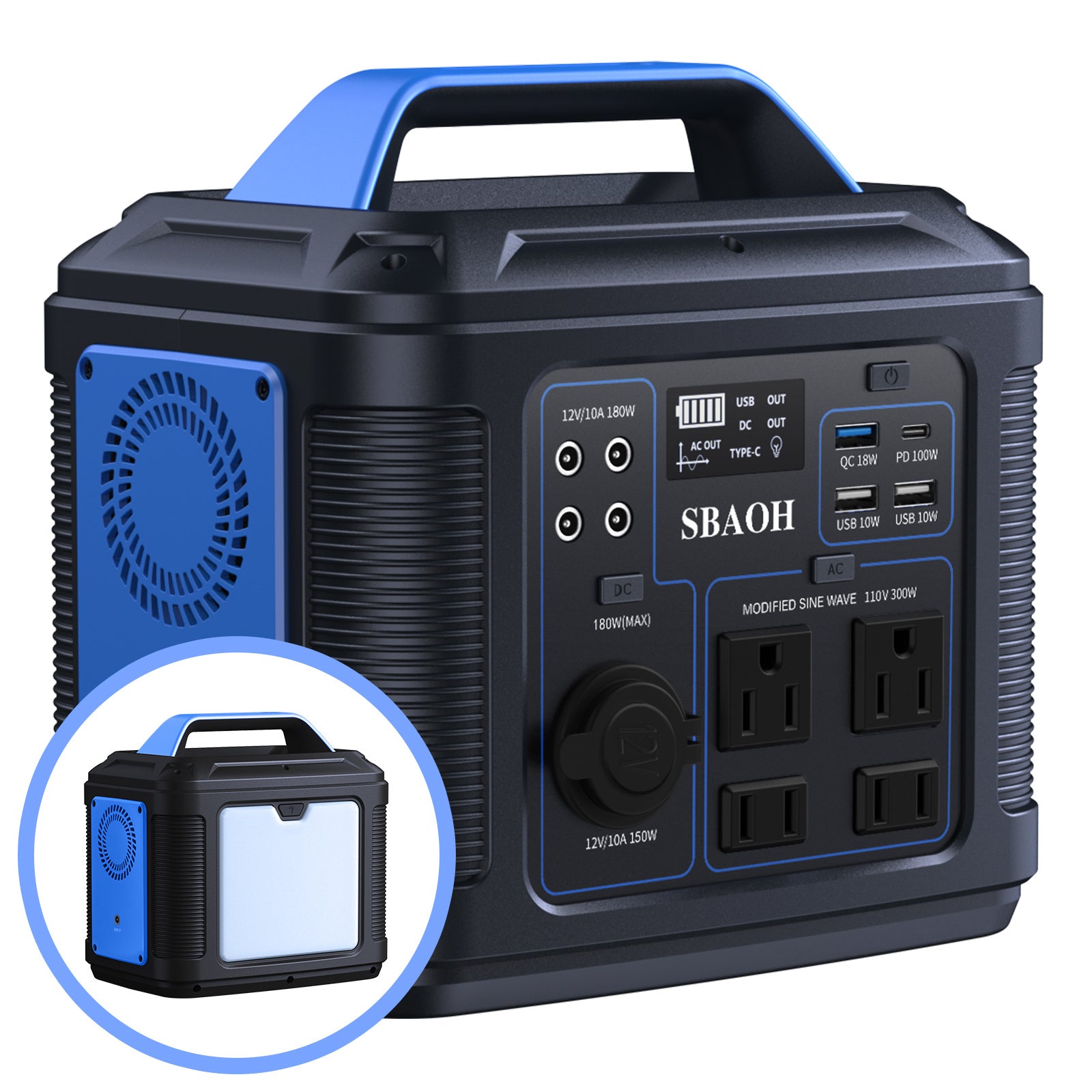 300W Portable Power Station,296Wh 80000Mah Backup Lithium Battery,Solar Generator For Home And Outdoor Emergency Power Outage,Solar Panel Is Not Included - Outdoor Chilling