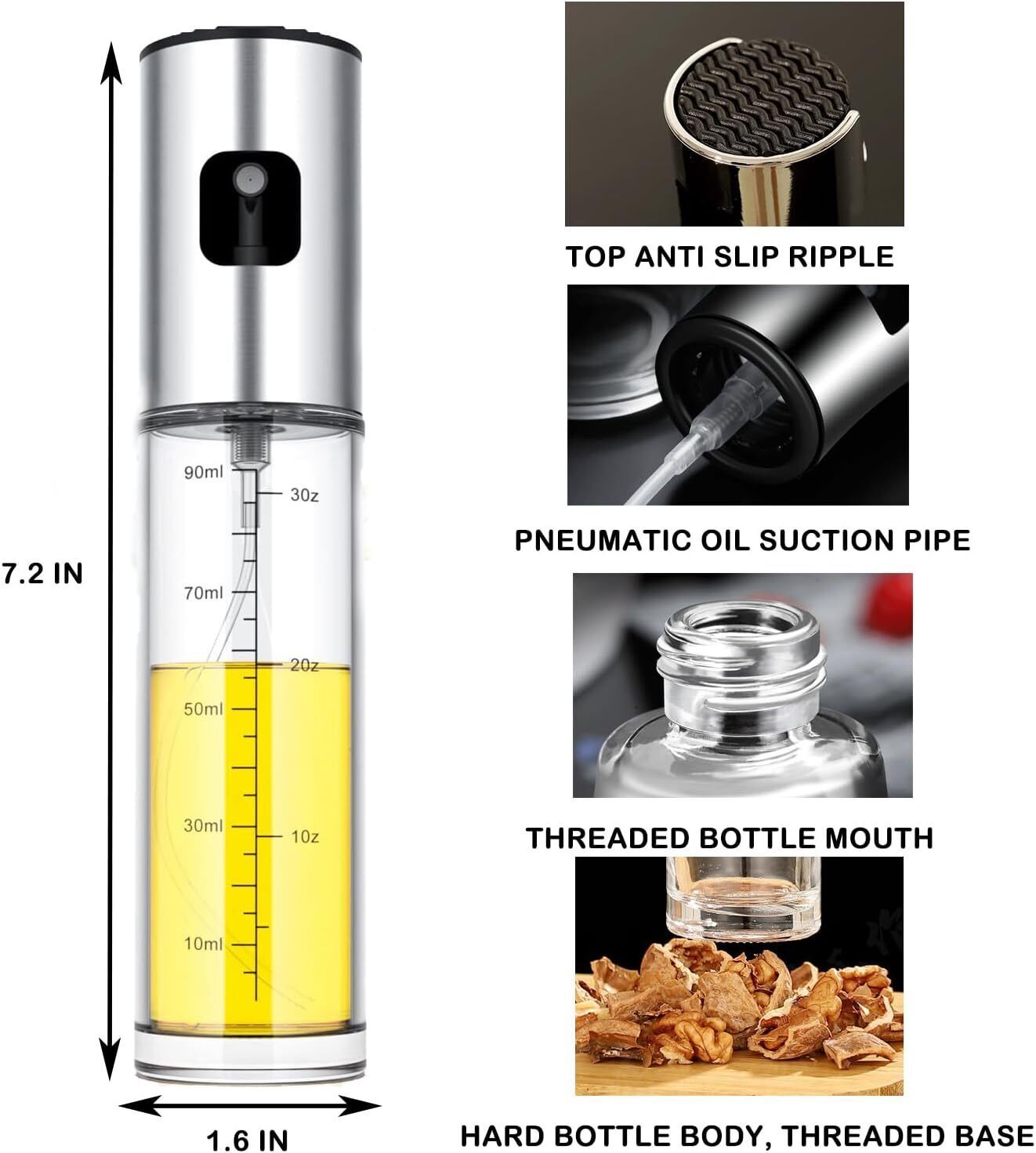 Olive Oil Sprayer Cooking BBQ Air Fryer Mister Spray  Fine Bottle Kitchen