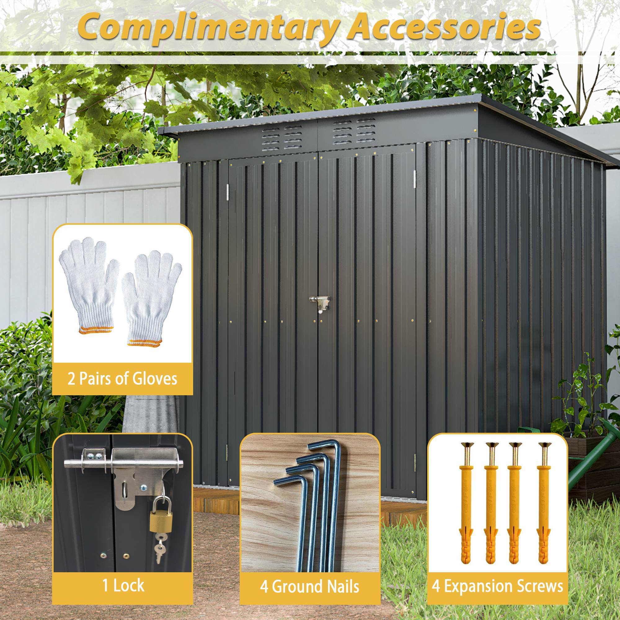 6 X 4 Ft Outdoor Storage Shed, All Weather Tool Shed For Garden, Backyard, Lawn, Black