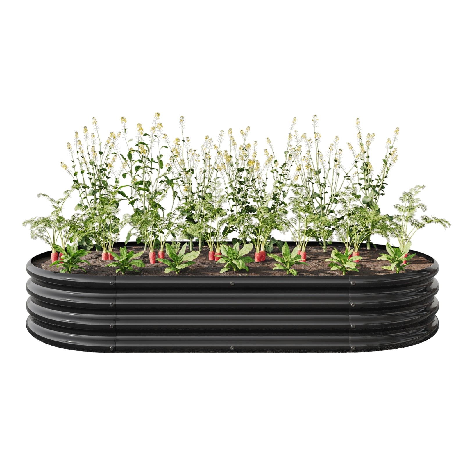 Raised Garden Bed Outdoor, Oval Metal Planter For Plants, Vegetables, Flowers