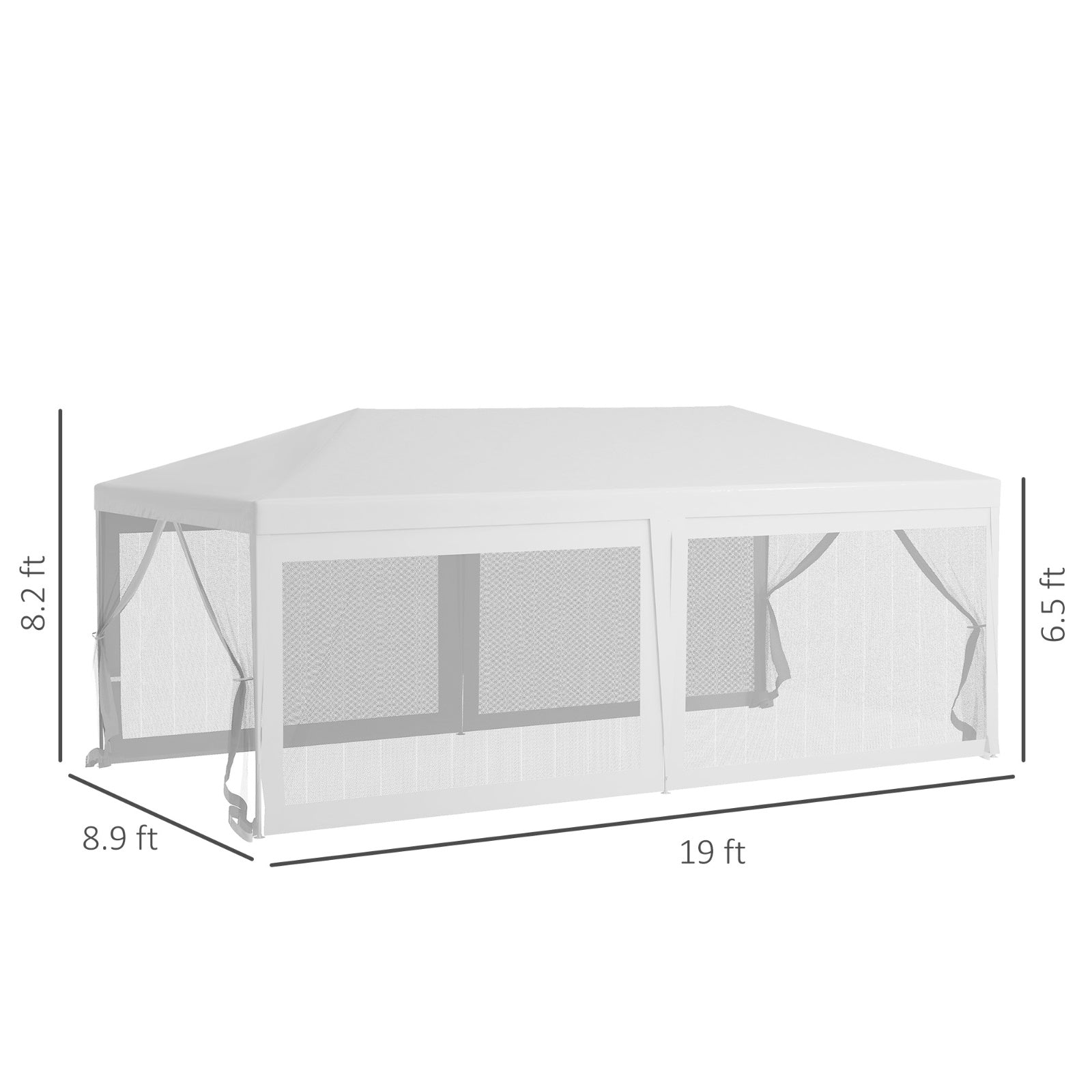 Outsunny 10' X 20' Party Tent, Outdoor Wedding Canopy & Gazebo With 6 Removable Sidewalls