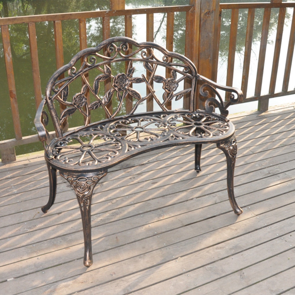 Cast Aluminum Outdoor Courtyard Decoration Garden Leisure Rose Bench Sturdy Durable Outdoor Products XH