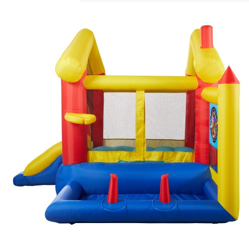 8 In 1 Inflatable Bounce House With Blower Basketball Hoop Ocean Balls Ring-toss Game Target And Sticky Ball Game For Kids