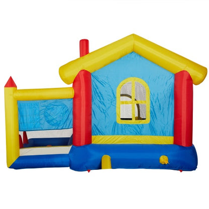 8 In 1 Inflatable Bounce House With Blower Basketball Hoop Ocean Balls Ring-toss Game Target And Sticky Ball Game For Kids