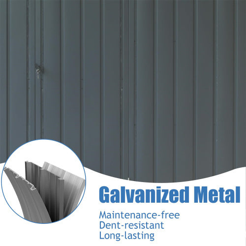 Storage Shed 11 X 12.5 With Galvanized Steel Frame Windows, Outdoor Garden Shed Metal Utility Tool Storage Room With Lockable Door For Patio Dark Gray