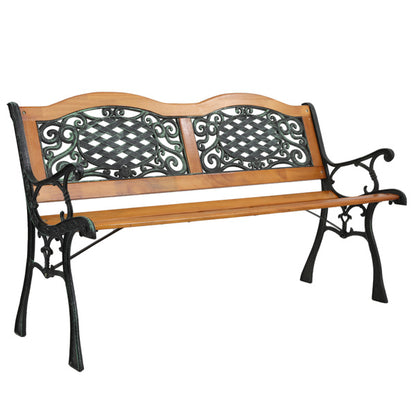 Double Arched Back Iron Wood Bench