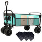 440lbs Collapsible Foldable Wagon Cart With Strapping System ,Beach Wagon Utility Cart Utility Wagon Grocery Cart For Camping Shopping Sports Gardening Fishing Supports 3pcs Plastic Liner Bag