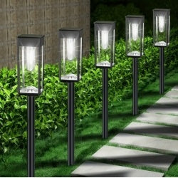 6 Pack Outdoor Solar Pathway Lights Cold White For Garden Pathway Driveway Decoration IP65 Waterproof