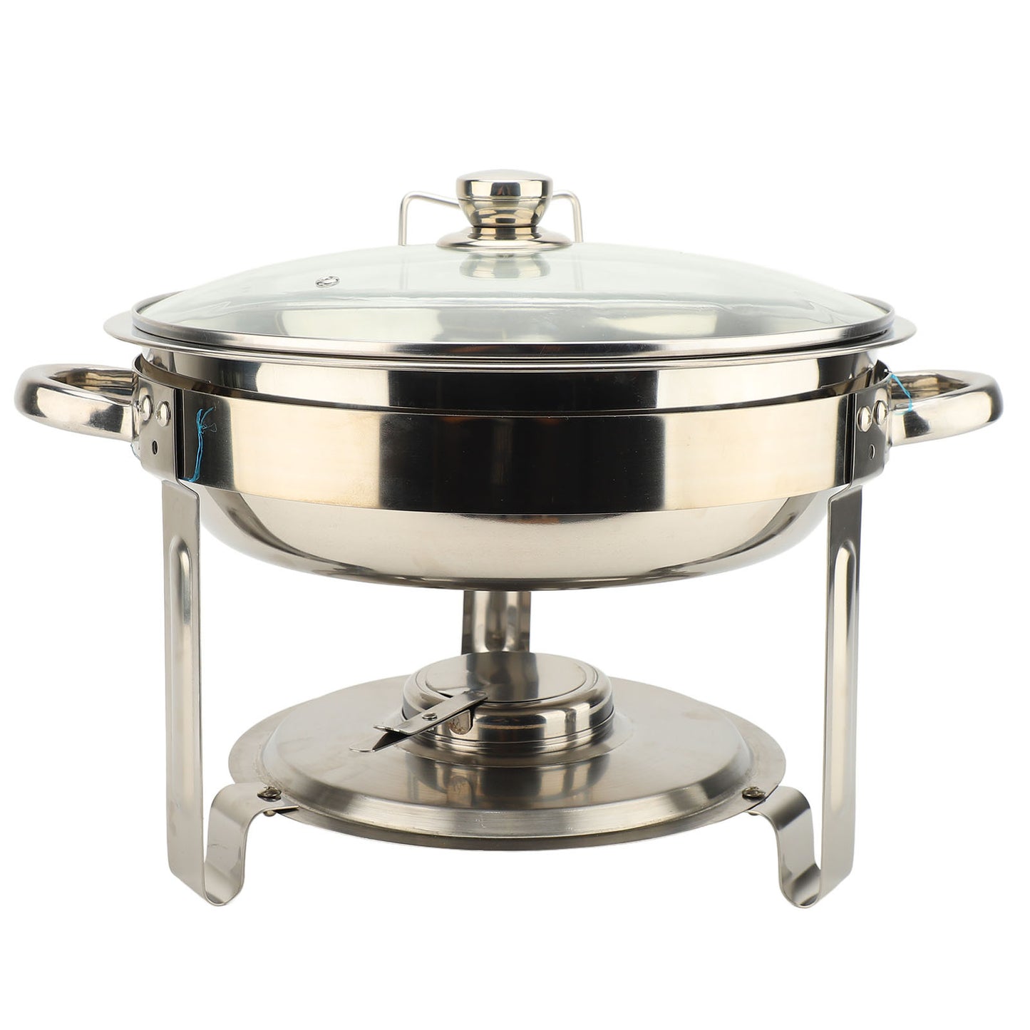 Buffet Chafing Dish Stainless Steel Round Catering Chafers with Glass Lid Detachable Alcohol Stove 4PCS