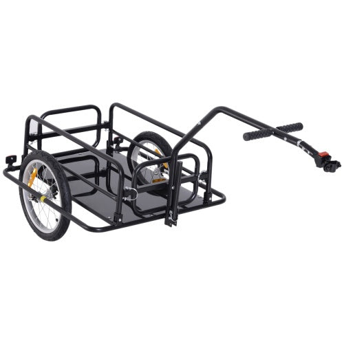 Aosom Bike Cargo Trailer, Bicycle Trailer, Heavy-Duty Bike Wagon Cart, Foldable Compact Storage, With Universal Hitch, 16 Wheels, 88 Lbs. Capacity, Black