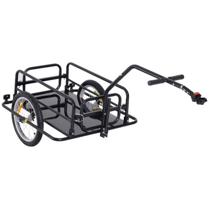 Aosom Bike Cargo Trailer, Bicycle Trailer, Heavy-Duty Bike Wagon Cart, Foldable Compact Storage, With Universal Hitch, 16 Wheels, 88 Lbs. Capacity, Black