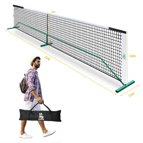 22 FT Pickleball Net, Steady Metal Frame, Easy Setup For All-Weather Resistant Play In Backyards, Outdoor Indoor Driveways And Garages