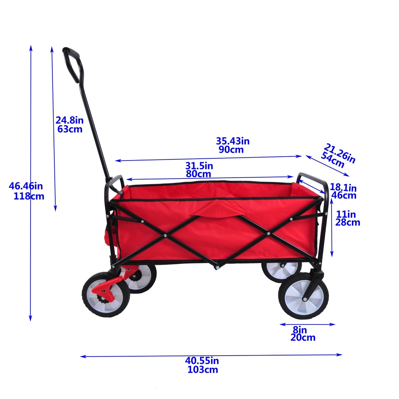 Folding Wagon Garden Shopping Beach Cart  Red