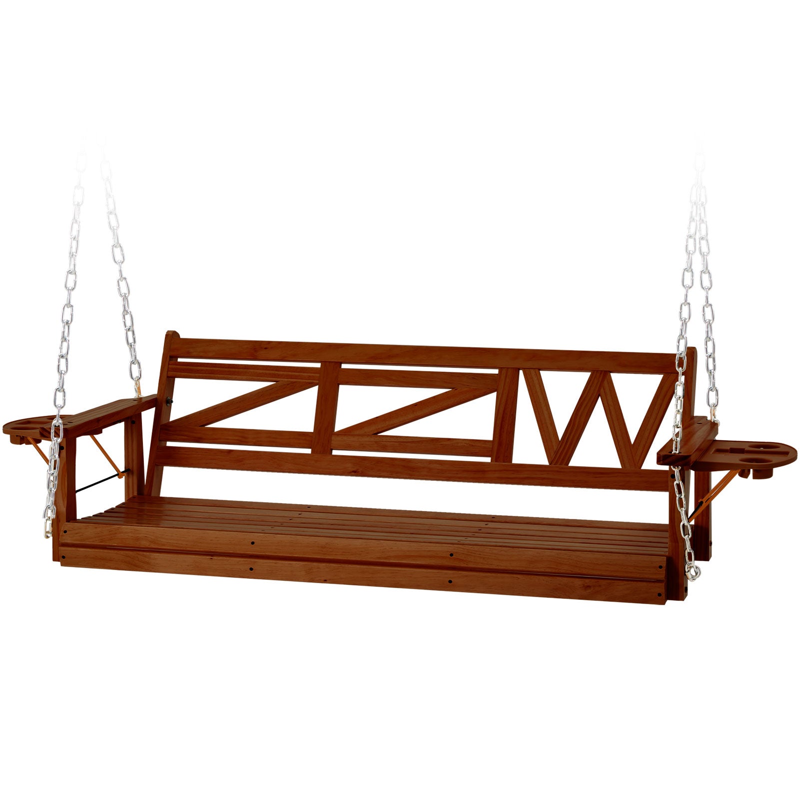 Wooden Outdoor Porch Swing With 3-seat