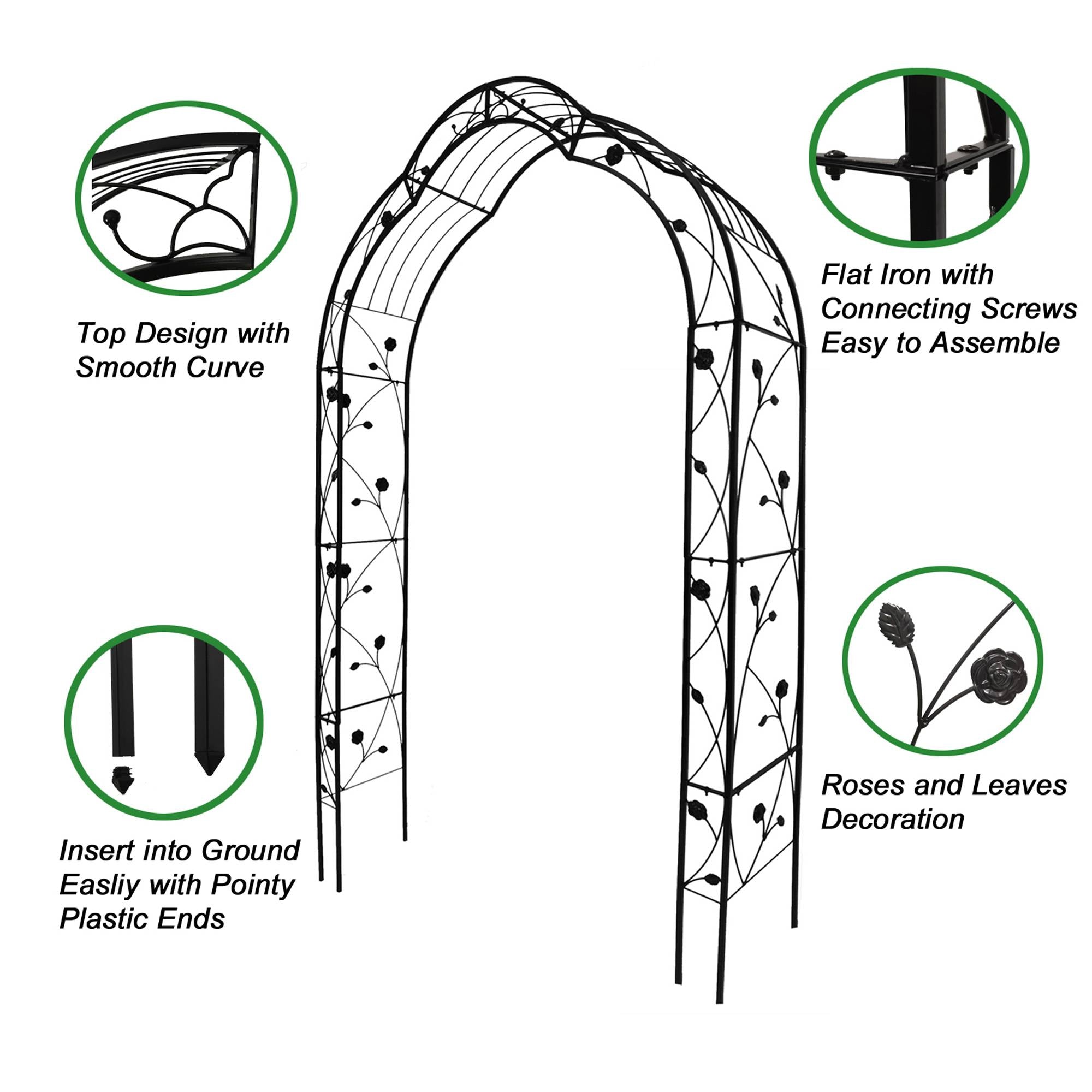 Metal Garden Arch Assemble Freely With 8 Styles Arbor Trellis Climbing Plants Outdoor