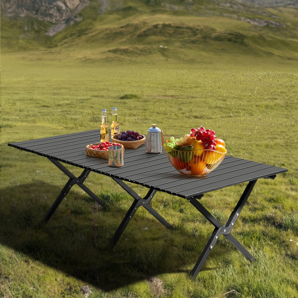 116X60X42cm Black Camping Roll Table