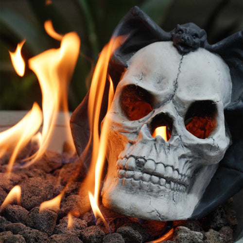 Fire Pit Demon Skull Gas Log For Ventless  Vent Free, Propane, Gel, Ethanol, Electric, Outdoor Fireplace And Fire Pit, Halloween Decor - Patent Pending - Outdoor Chilling